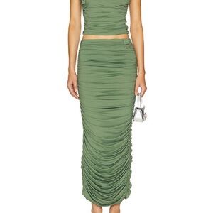 Revolve By. DYLN yana maxi Ruched Skirt in sage NWT size XS